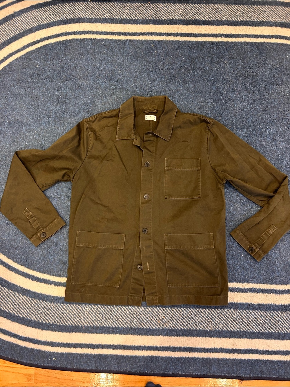 ASKET Men's Olive Lightweight Shirt Jacket with Patch Pockets